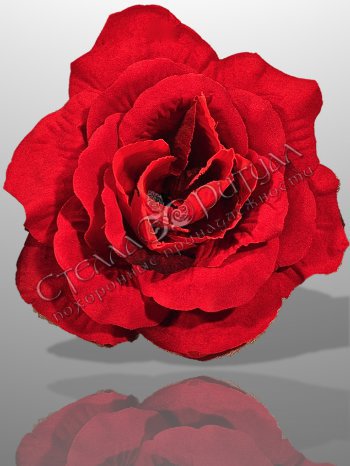 Насадка Роза  бархатная красная с черным краем (16 см) оптом в магазине ритуальных товаров
