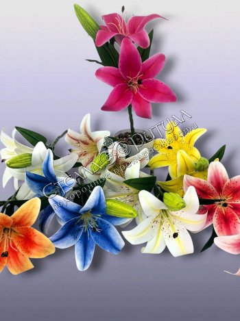 Ветка Лилии с бутоном из латекса оптом в магазине ритуальных товаров