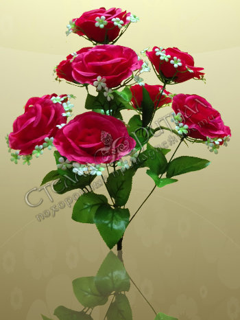 Букет "Розы с пластиковыми добавками" (9 гол 60 см) оптом в магазине ритуальных товаров