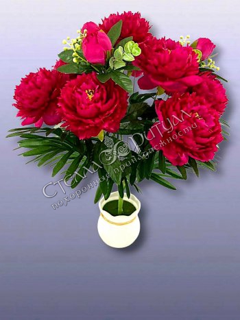 Букет Пионов с бутонами оптом в магазине ритуальных товаров